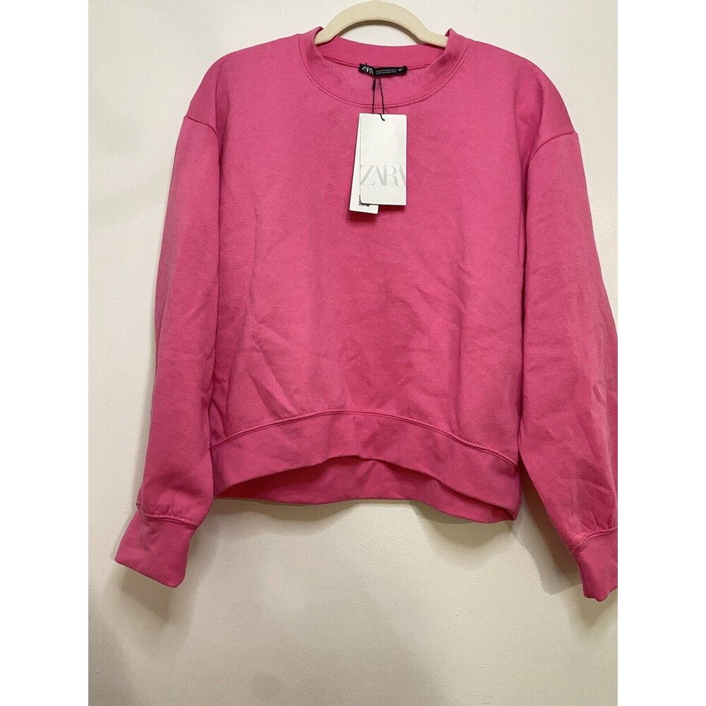 NWT Zara Crew Neck Sweatshirt Hot Pink Medium